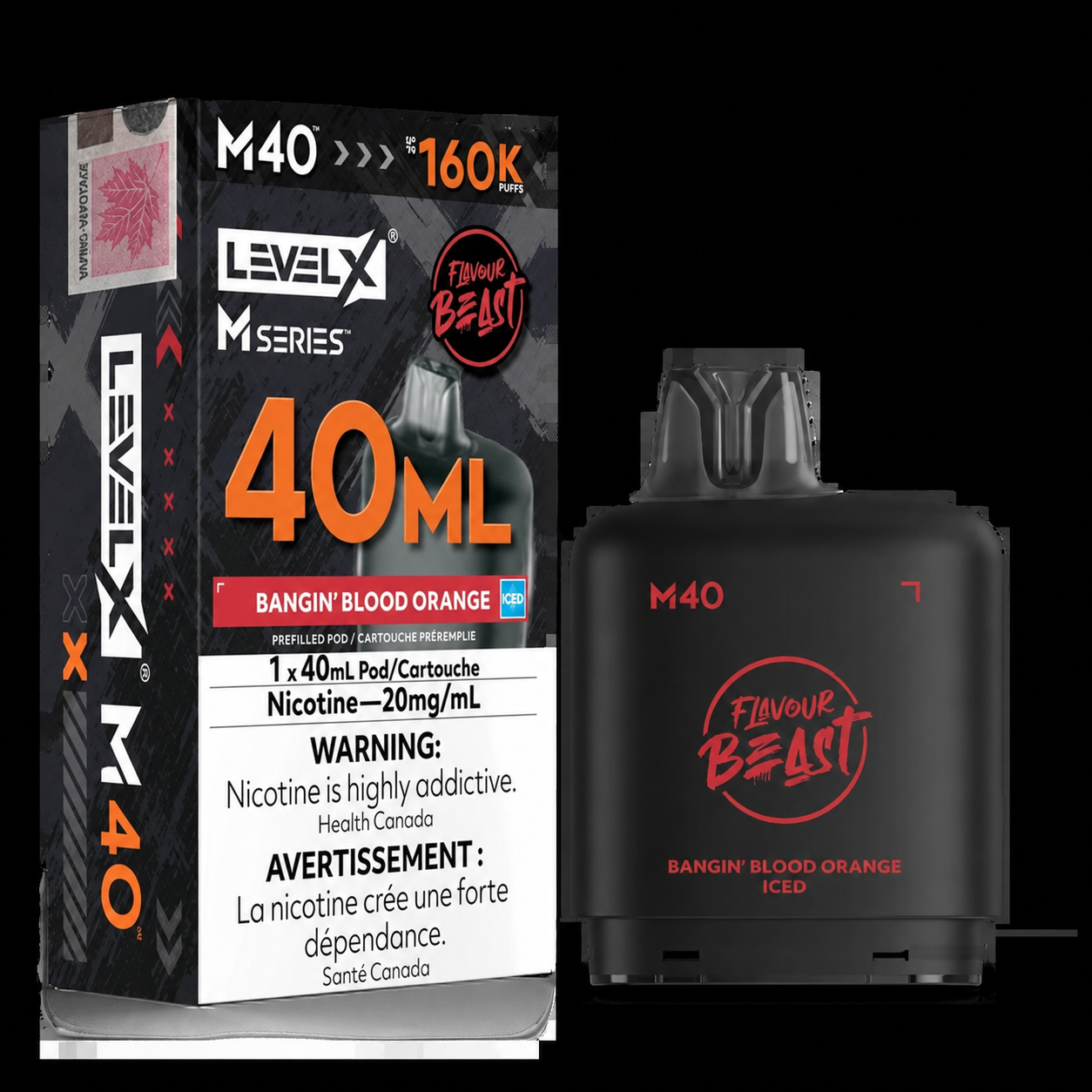 Level X M Series Pod 40ml - Flavour Beast - Bangin' Blood Orange Iced