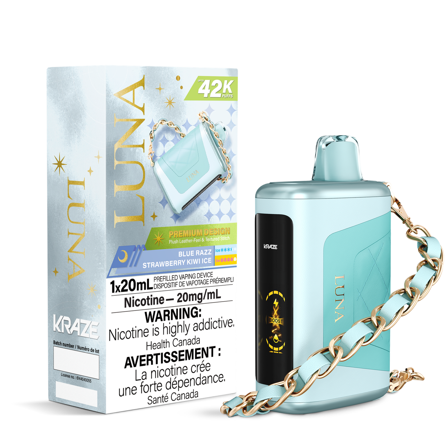 Blue Razz Strawberry Kiwi Ice - Kraze Luna 42K Disposable Vape