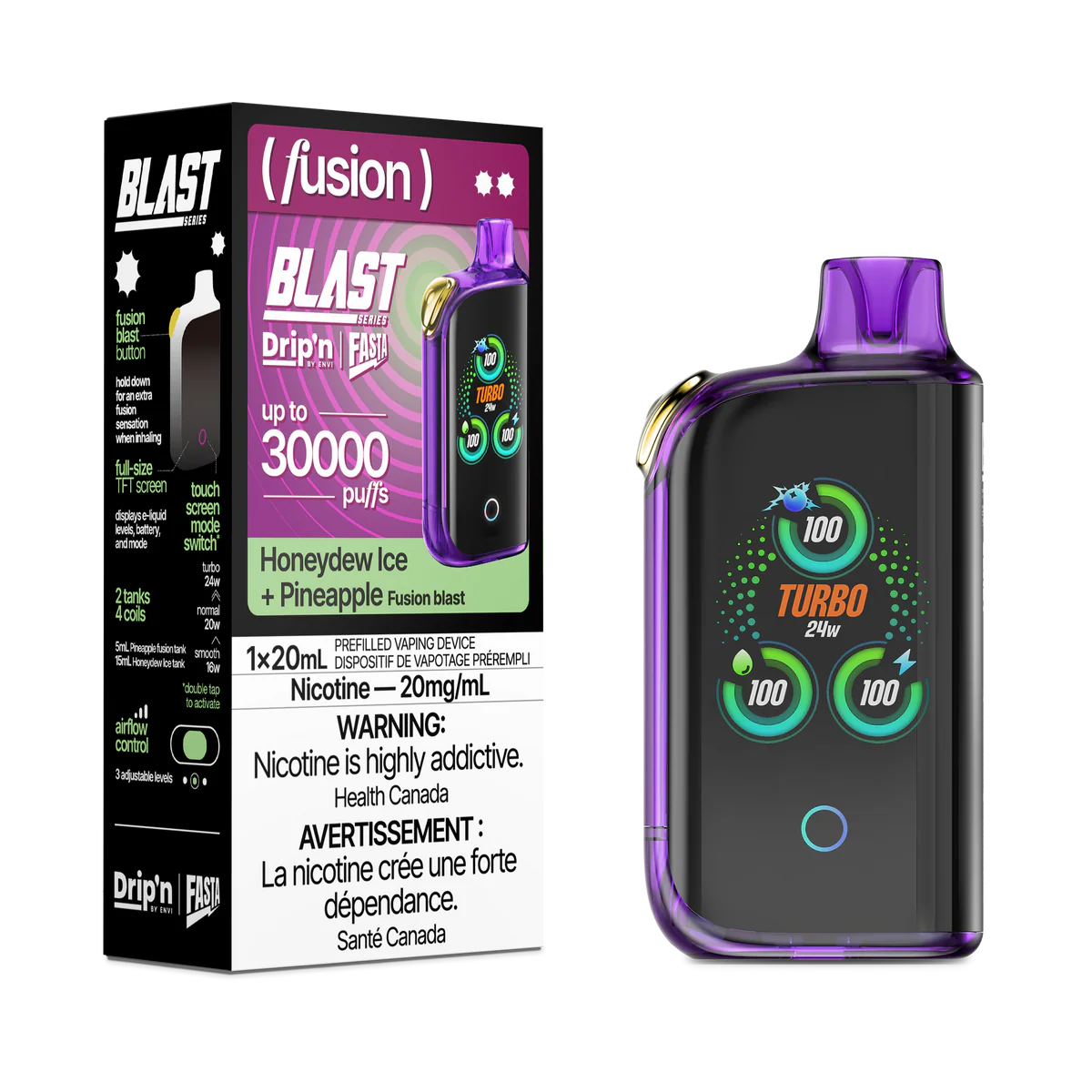 Drip'n by Envi x Fasta Blast 30K Honeydew Ice + Pineapple (Fusion)