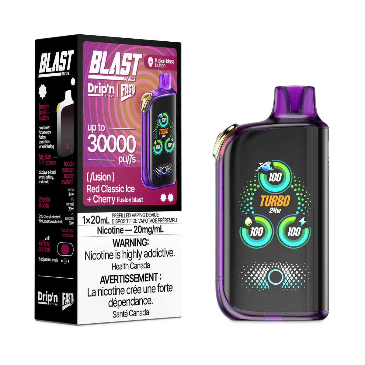 Drip'n by Envi x Fasta Blast 30K Red Classic Ice + Cherry (Fusion)