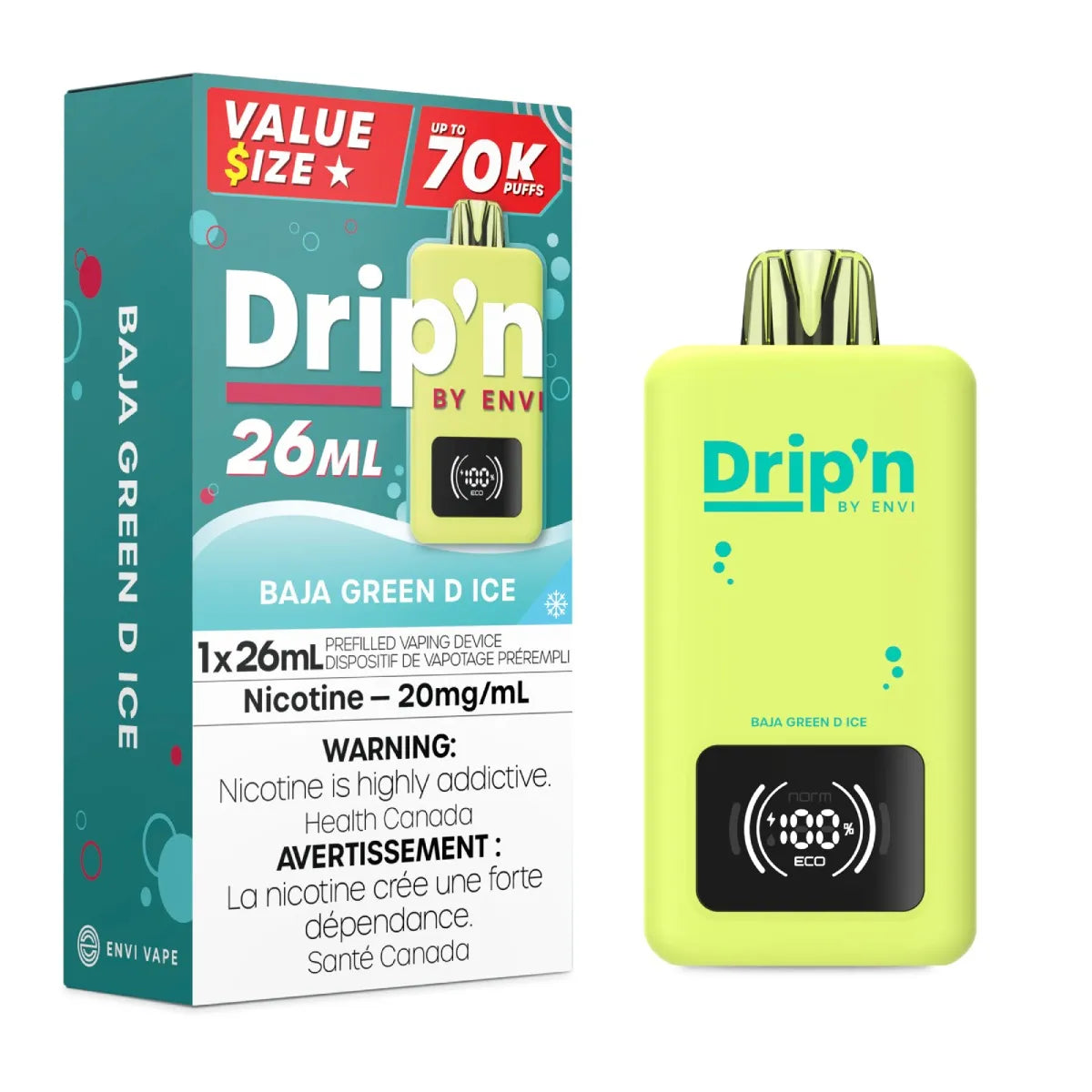 Drip'n by Envi 26mL Disposable - Baja Green D Ice