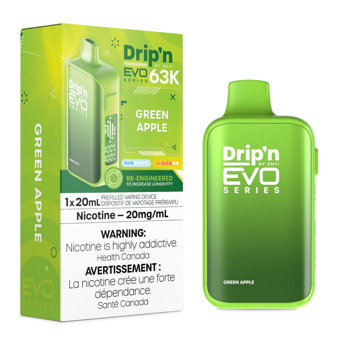 Drip'n by Envi EVO 63K Disposable - Green Apple