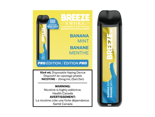 Breeze Pro 20mg 2000 Puffs 4mL Disposable Vape - Banana Mint
