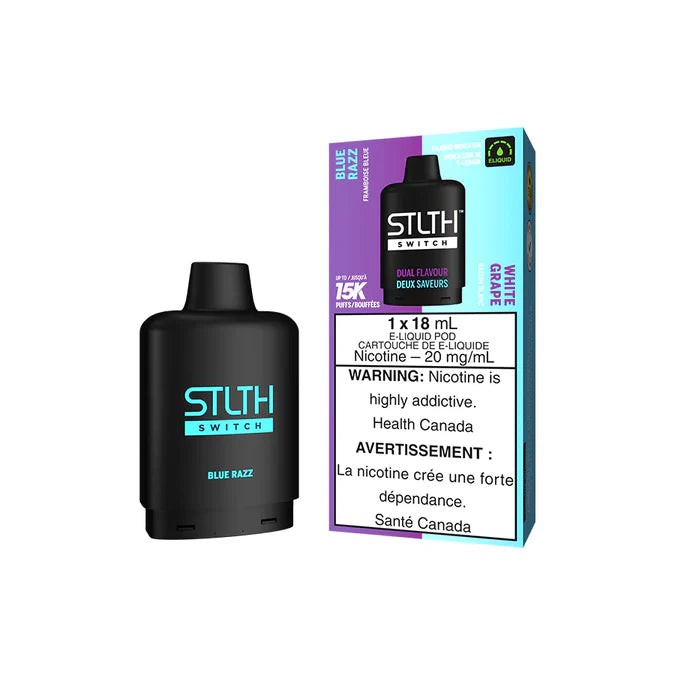 STLTH SWITCH POD VAPE 15K- BLUE RAZZ AND WHITE GRAPE