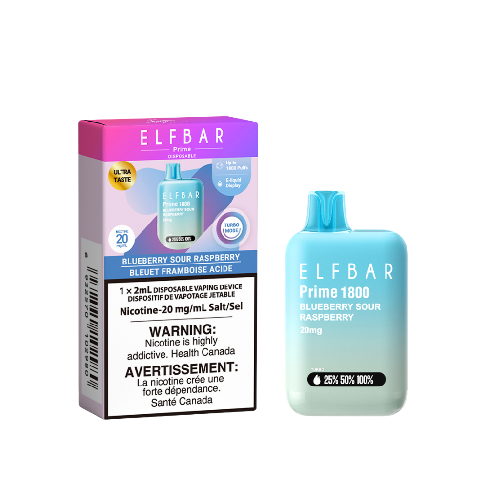 ELF Bar Prime 1800 Disposable Vape - Blueberry Sour Raspberry