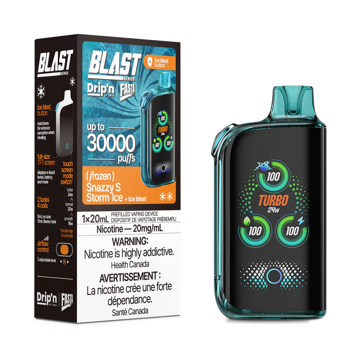 Drip'n by Envi x Fasta Blast 30K Snazzy S Storm Ice