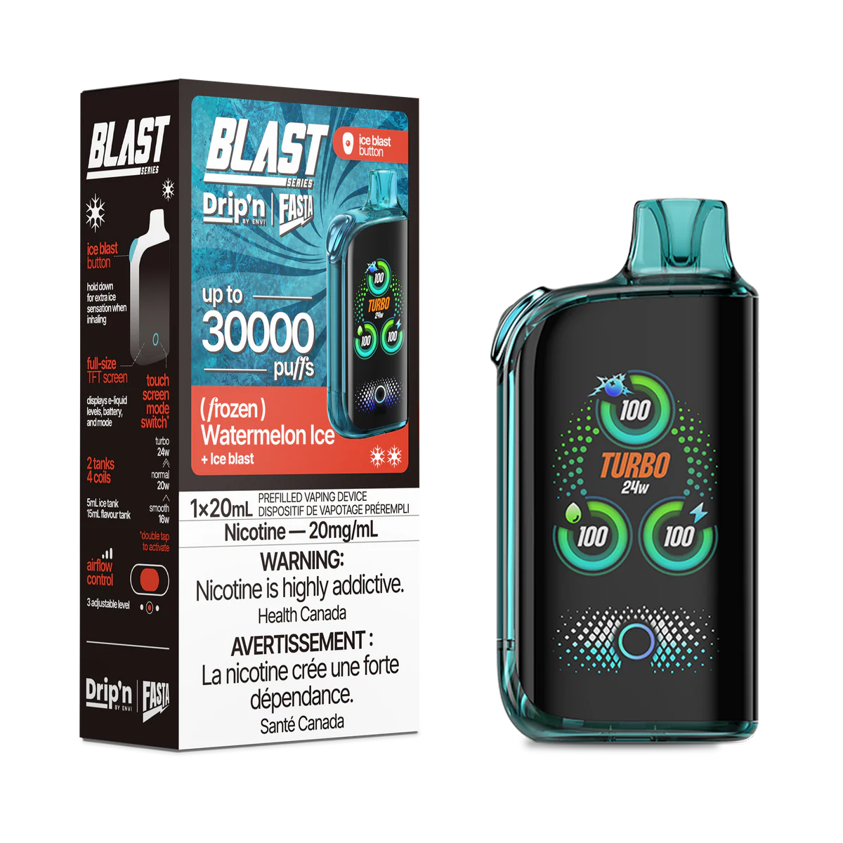 Drip'n by Envi x Fasta Blast 30K Watermelon Ice (Frozen)