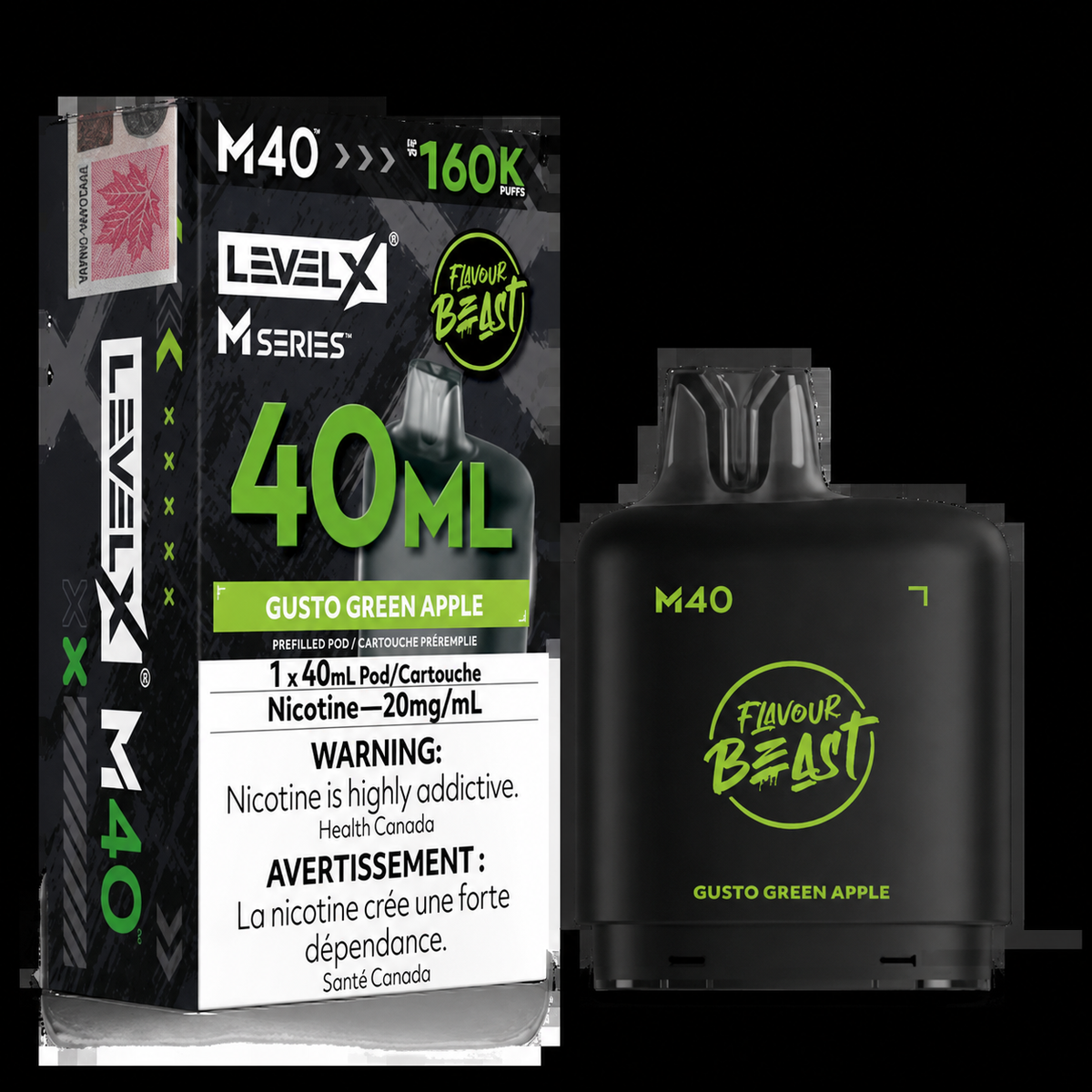 Level X M Series Pod 40ml - Flavour Beast - Gusto Green Apple