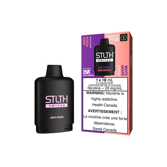 STLTH SWITCH POD VAPE 15K - JUICY PEACH AND WHITE GRAPE