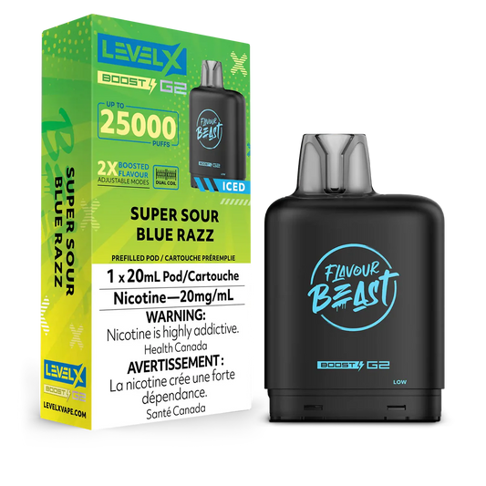 Level X Flavour Beast Boost G2 Super Sour Blue Razz Iced