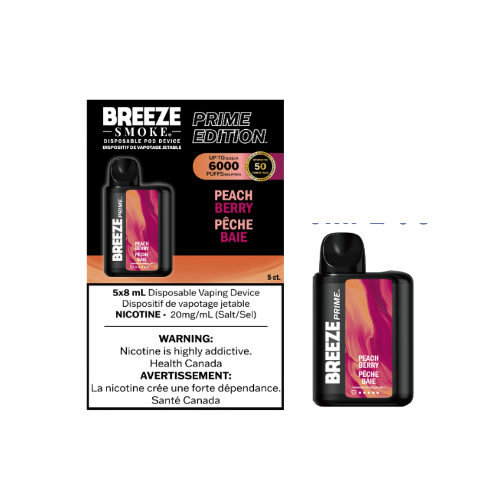 Breeze Prime S50 8mL Disposable Vape - Peach Berry
