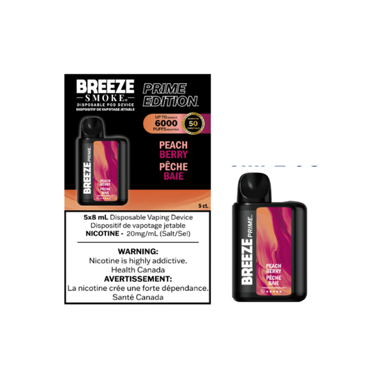 Breeze Prime S50 8mL Disposable Vape - Peach Berry