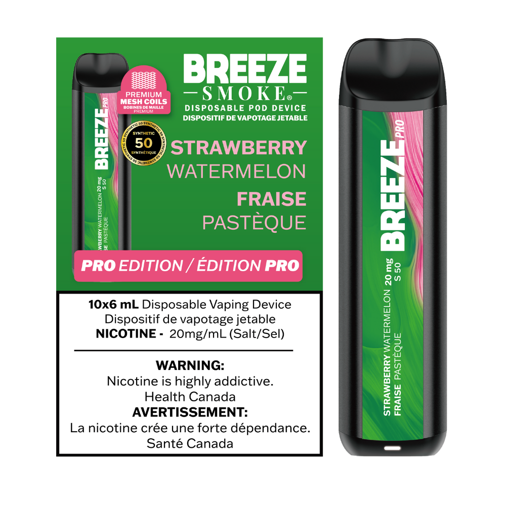 Breeze Pro 20mg 2000 Puffs 6mL Disposable Vape - Strawberry Watermelon