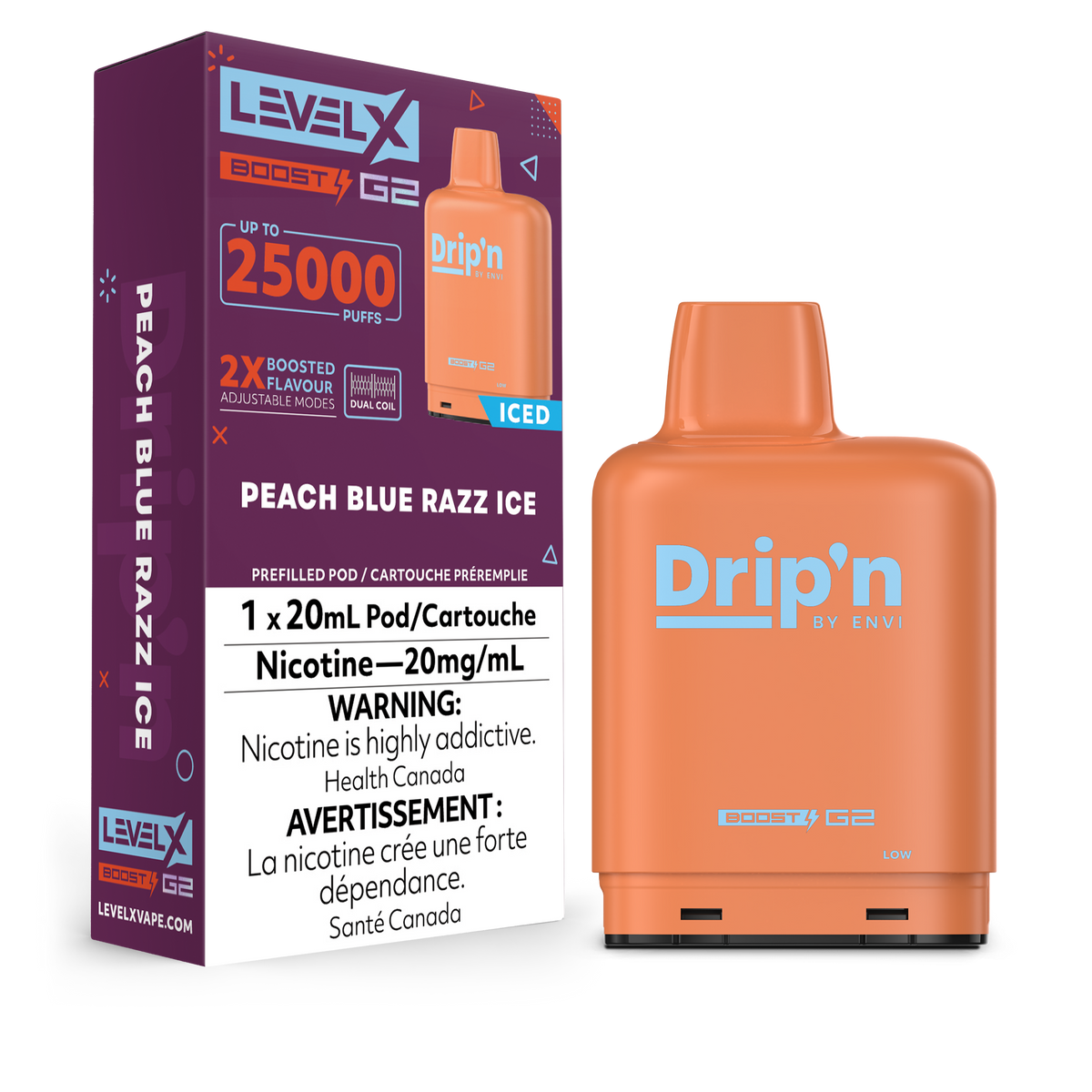 Level X Drip'n Boost G2 Peach Blue Razz Ice