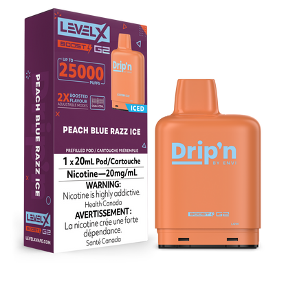 Level X Drip'n Boost G2 Peach Blue Razz Ice